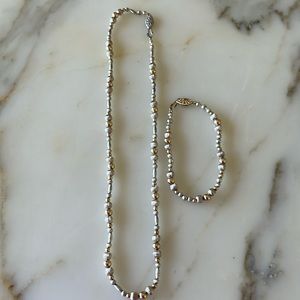 Necklace & Bracelet made of gold & sterling silver beads